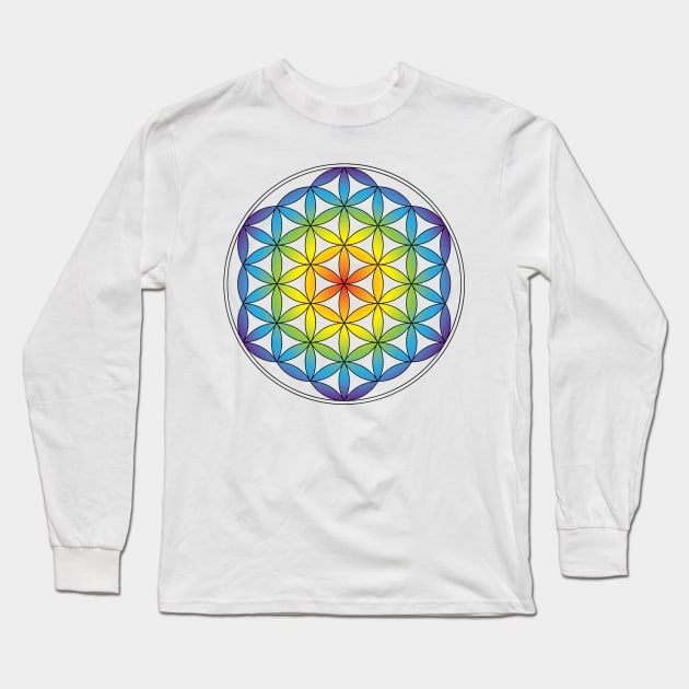 Flower Of Life Long Sleeve T-Shirt by GalacticMantra